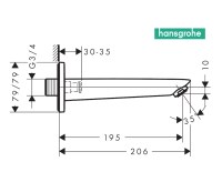 MEDIDAS CAÑO BAÑERA LOGIS HANSGROHE